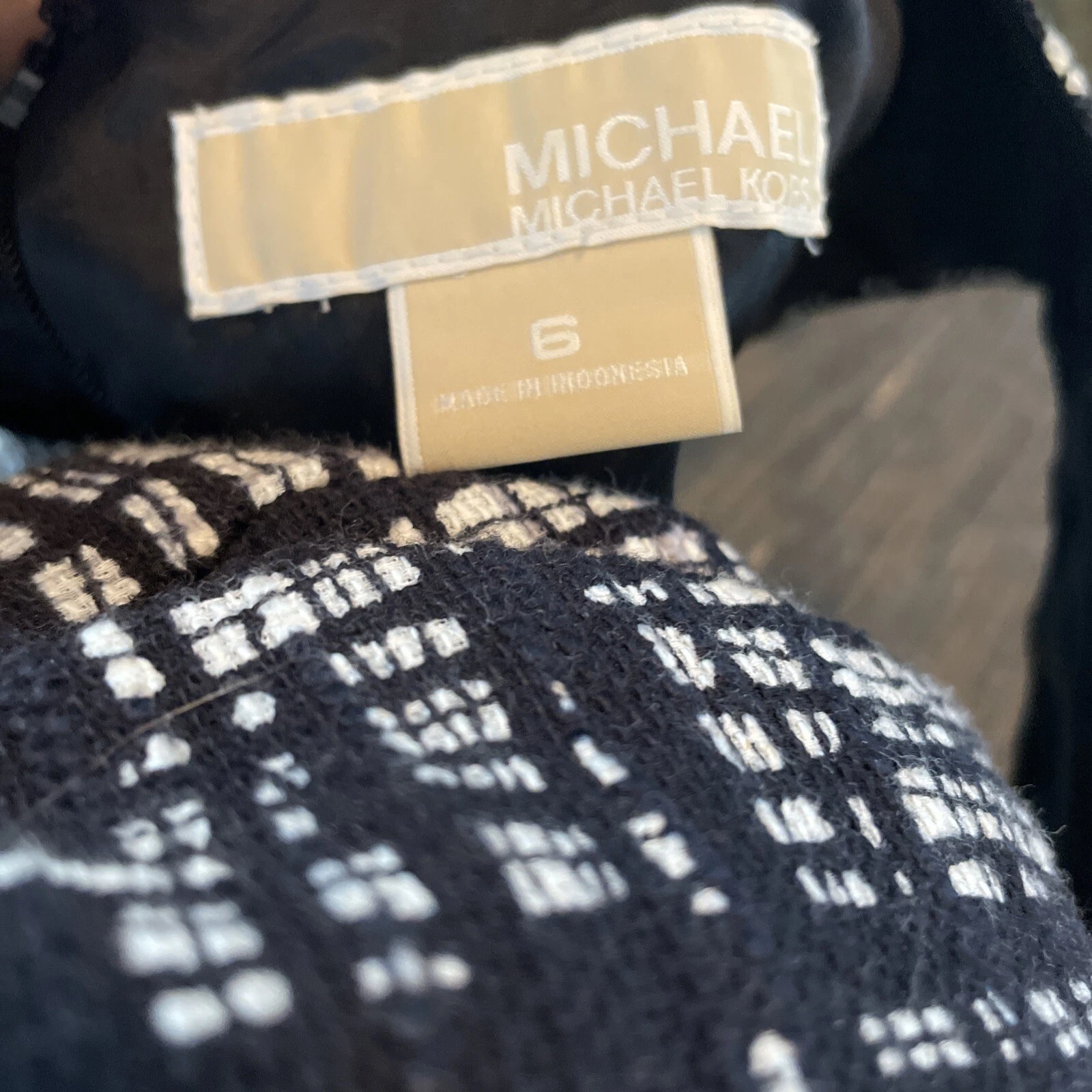 Abito MICHAEL KORS da donna nero bianco senza maniche sopra il ginocchio taglia 6