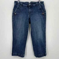 Jag Jeans Women's Size 32 Blue Capri Dark Wash Button Logo Low Rise Cotton