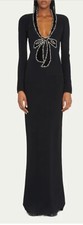 Oscar de la Renta Black  Gown with  Velvet  Crystal Bow size 12 BNWT ret $5190