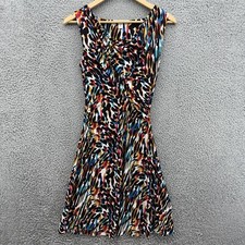 Kenneth Cole Women's XS Boho Shift Retro Dress Colorful Animal Print Sleeveless