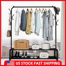 Heavy Duty Closet Organizer Metal Garment Rack Clothes Hanger Storage Shoes USA
