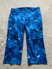 Ann Taylor Women Floral Carnegie Crop Capri Pants Blue Petites 12P 35 x 21