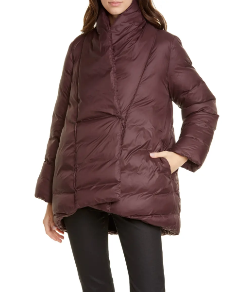 Eileen Fisher Shawl Collar Down Purple 
