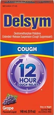 Delsym 12 Hour Cough Relief Liquid, Grape Flavor, 5 fl oz (Pack of 1)
