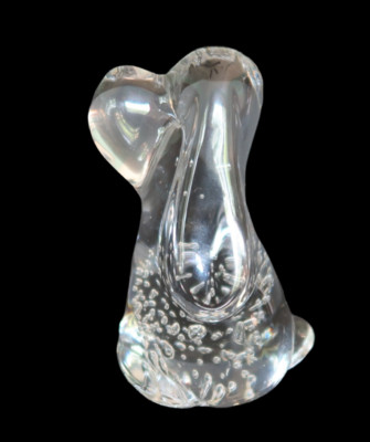 Vtg Hound Dog Paperweight Art Glass Leonard Towle Controlled Bubble Bulliconte