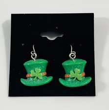 Gold Tone St. Patricks Day Irish Hats Earrings SEE PHOTOS