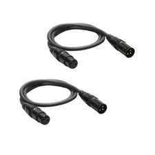 2 Pack 3Ft XLR Male to XLR Female Microphone Cable Audio2000's E02103P2