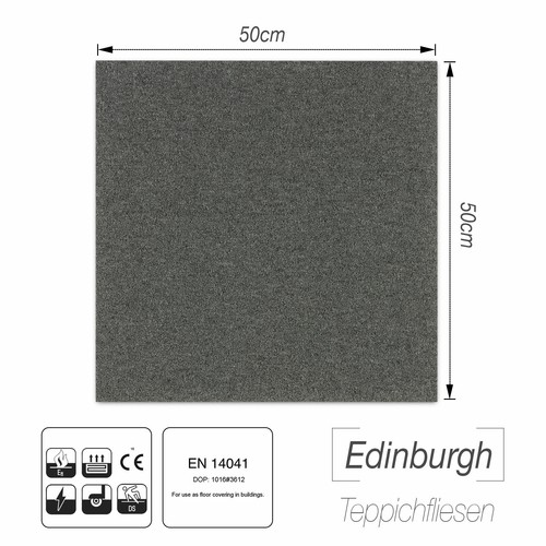 Nylon Teppichfliesen Edinburgh 50 x 50 cm selbstliegend Teppichboden in 8 Farben - Bild 9 von 51