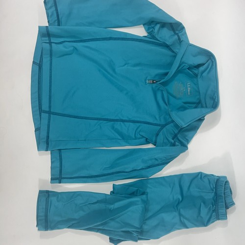 LLBean long johns underwear, base layer, warm, Girls kids size 8 Small Blue Grn