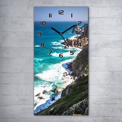 Glasuhr Wanduhr Küchenuhr Die Klippen Cabo da Roca Portugal Meer wellen 30x60