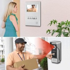 Wired Video Intercom System, 4.3 Inches Monitor Video Doorbell Door Phone,HD.