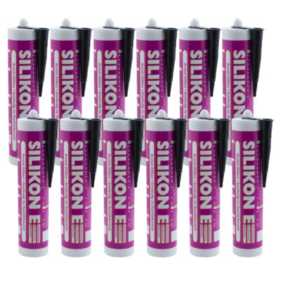 12x Silikon schwarz 310ml Universal Sanitär Bad Dusche Fenster innen außen