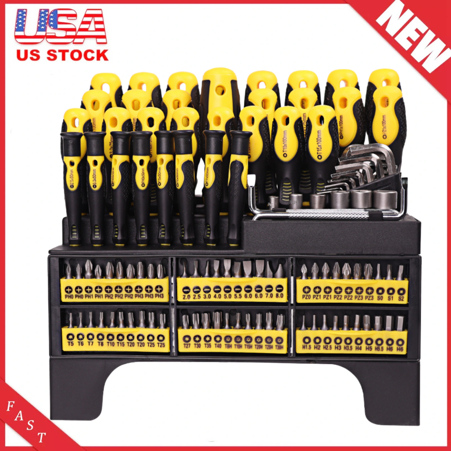118-Piece Magnetic Screwdriver Set, Screwdriver Set With Plastic Holder USA