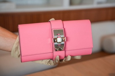 Hermes Tadelakt Medor 23 Clutch Rose Lipstick