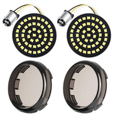 1157 LED Motorcycle Front Turn Signals Bulbs 2 Inch Bullet Lights with Smoked