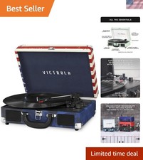 3-Speed Bluetooth Vinyl Record Player in Vintage Suitcase - Built-in Speakers