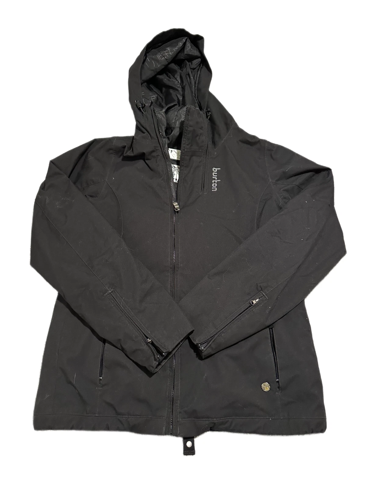Burton Concert Snow Jacket Mens Small Black Insulated Lined Logo Hooded Full Zip