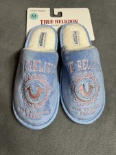 TRUE RELIGION BABY BLUE PINK WOMENS LADIES SLIPPERS MEDIUM 6.5-7.5