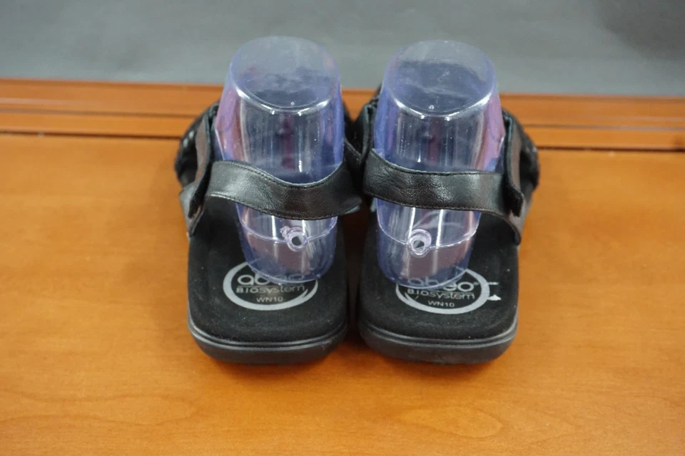 Abeo Betsy Sandals Womens Size 10 N Black Leather Strappy Comfort Orthotic Shoes - Image 4 of 4