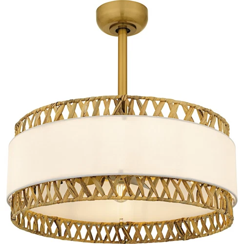 Quoizel Kate 4Light Fandelier, Brushed Gold/White Linen And Rattan - KAT3124BRG - Picture 1 of 1