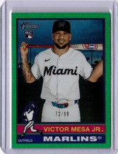 Victor Mesa Jr 2025 Topps Heritage Chrome Green #690 Marlins #72/99