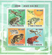 SAO TOME E PRINCIPE AMPHIBIENS GRENOUILLES CRAPAUDS BLOC N**