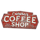 Corner Coffee Shop Metal Sign - Large Vintage Coffee Wall Decor for Dining