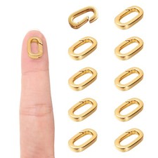10 Pcs 18K Gold Oval Clasp Spring Claps Connector Necklace Connector Spring C...