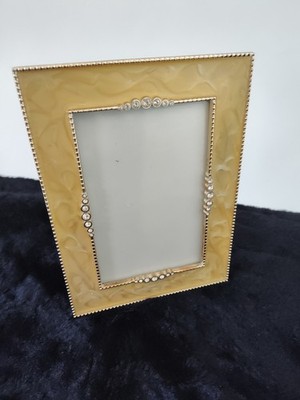 Golden Yellow Enamel Look 4x6 Picture Frame With Faux Rhinestones