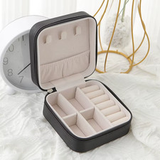Jewelry Storage Box Travel Case Single Layer Organizer Leather Gift Box