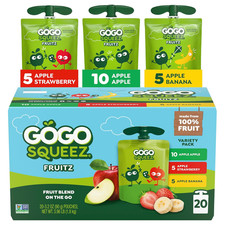    GoGo squeeZ Fruit Variety Pack 20 Count   Apple, Banana  Strawberry