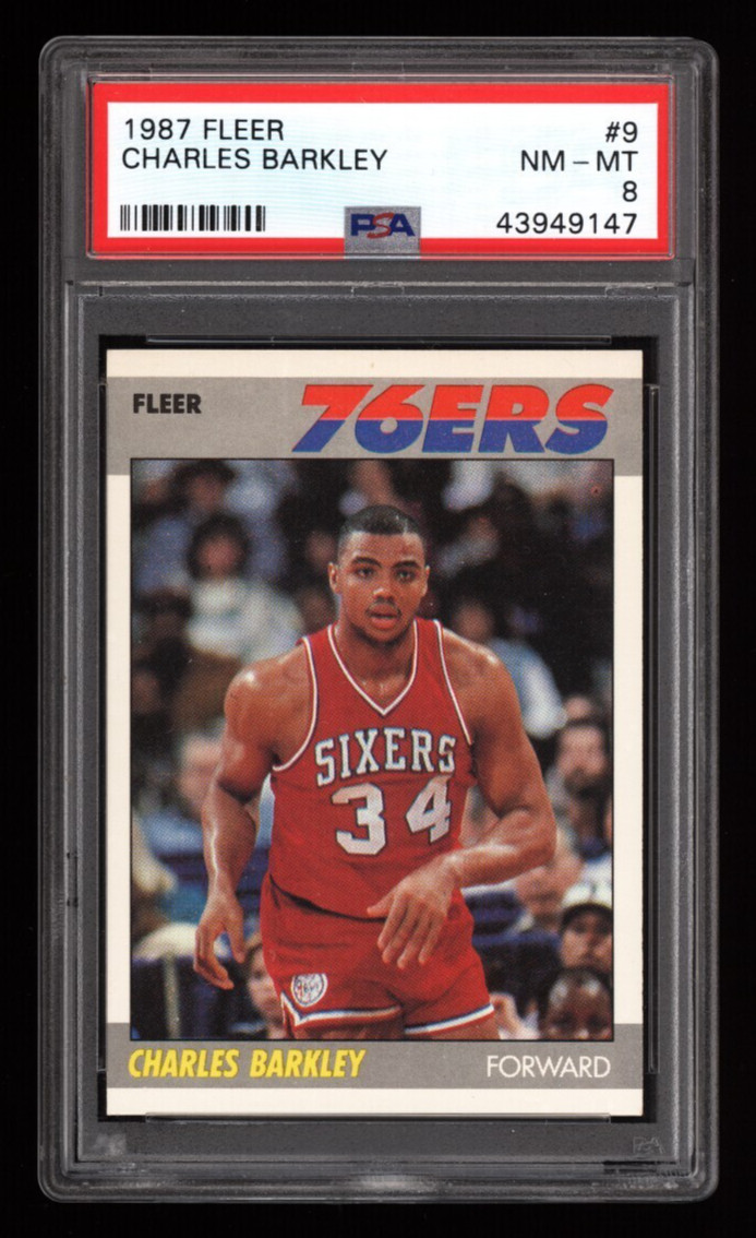 Charles Barkley 1987 Fleer Basketball #9 PSA 8 NM-MT Philadelphia 76ers HOF