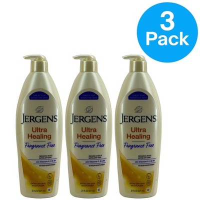 Jergens Ultra Healing Fragrance Free Moisturizer Lotion 21oz 3 Pack Bundle