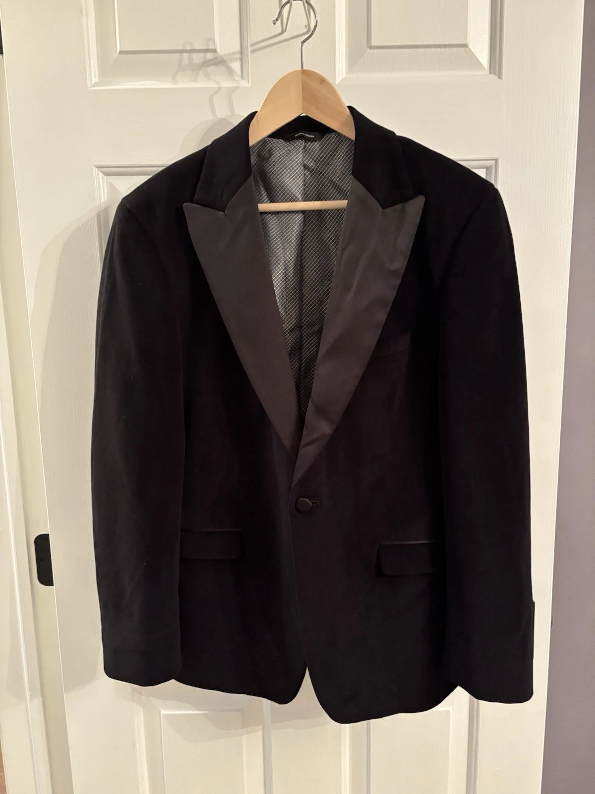 Allure Velvet Black Blazer Jacket Mens 38 S Slim Designer Groom Formal Tuxedo - product detail image 1