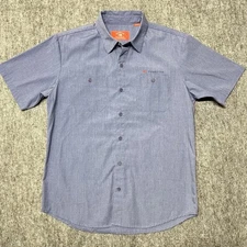 4Q Conditioning Max Schaaf Fourstar Shirt Mens Large Blue Short Sleeve Button Up