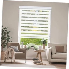  Zebra Blind for Windowss, Cordless Roller Shades Light 22"W x 72"H White