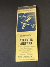 Vintage New Jersey Matchbook “Atlantic Airpark” Mays Landing