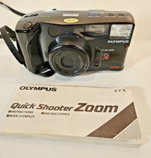 Vtg Olympus Quick Shooter Zoom Point & Shoot 35mm Camera New Battery Tested 1985