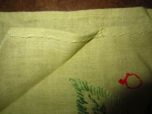 "Flores de punto de cruz vintage de lino verde doily 11 1/4"" con x 34 1/2"" - Imagen 6 de 6