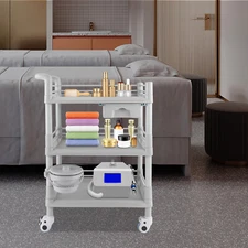 3-tier Beauty Salon Cart Beauty Instrument Cart Rolling Tool Cart with 4 Wheels
