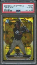 PSA 10 2023 BOWMAN DRAFT SAPPHIRE EDITION YELLOW REFRACTOR #7 DILLON HEAD RC/75