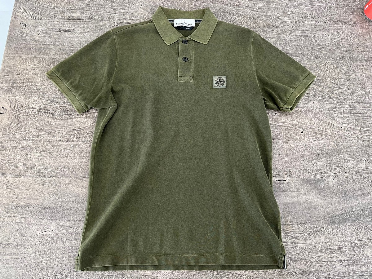 Stone Island Polo Shirt Olive Green Medium Slim Fit Men's | eBay