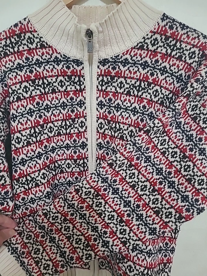 Cárdigan Vintage Liz Claiborne Ramie Y Algodón Cremallera Completa Talla XL Foto 4 de 4