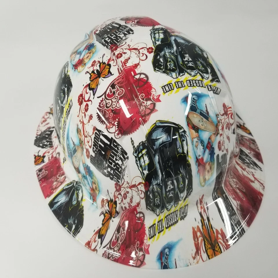 NEW FULL BRIM Hard Hat custom hydro dipped  Harley Quin,  my gun is bigger - Image 4 of 4