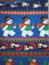christmas snowman penguin fun fabric length piece 21 x 8.5 inch 1pc new