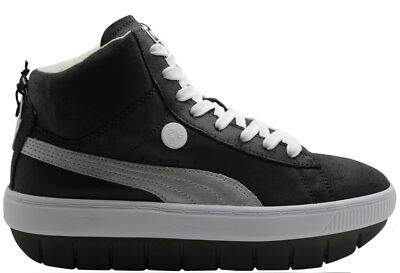 black leather platform trainers