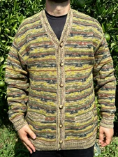 1992 Missoni Example Cardigan 3D Knit Retro Sweater Jeresy Size 54 L XL