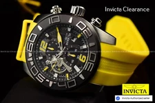 Invicta MensPro Diver 50MM Yellow / Black Dial Chronograph Yellow Strap SS Watch