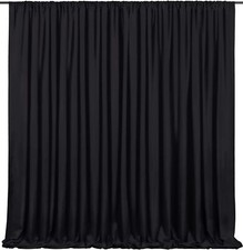 Black Backdrop Curtains 2 Panels 5Ft X 10Ft Polyester Photo Backdrop Drapes For