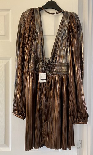 FREE PEOPLE SABINA MUSAYEV WENDY DRESS XL UK 14 - 16 RRP $325 BRONZE - Picture 9 of 13